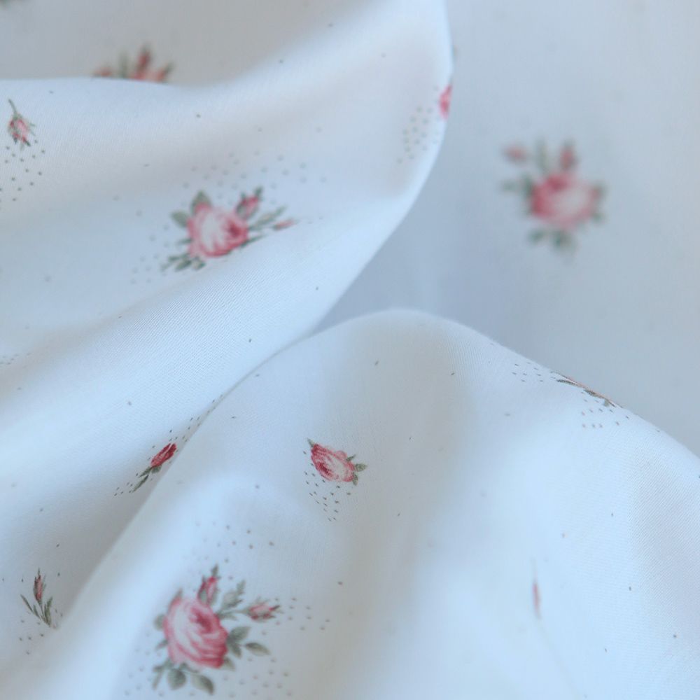 Christine - Batiste de coton douce à imprimé exclusif fleuri vert et rose