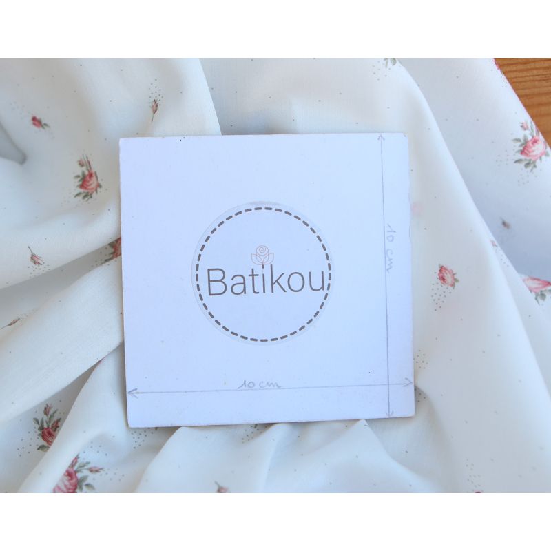 Christine - Batiste de coton douce à imprimé exclusif fleuri vert et rose