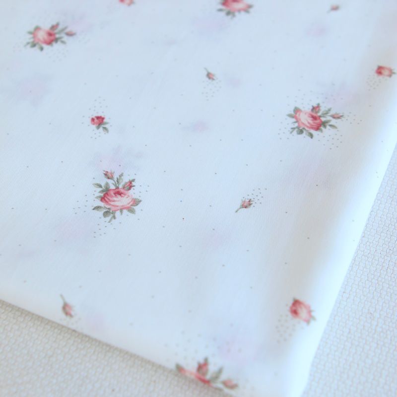 Christine - Batiste de coton douce à imprimé exclusif fleuri vert et rose