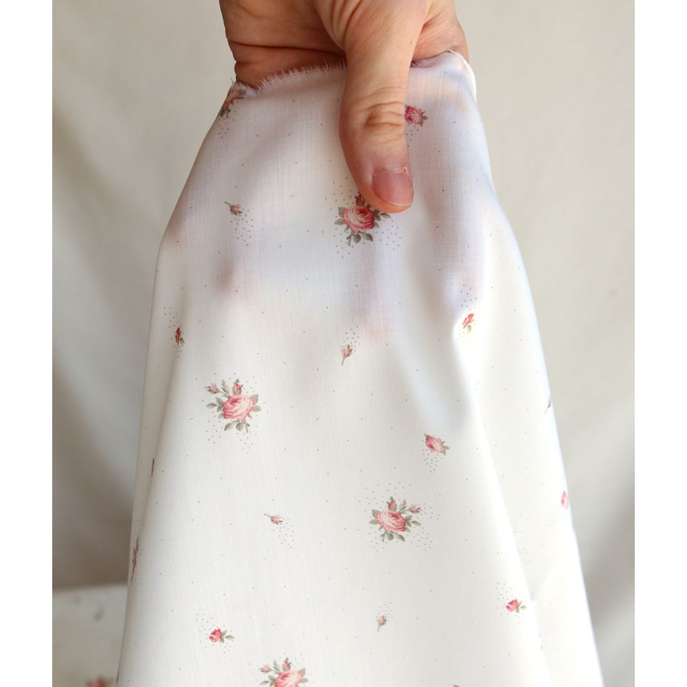 Christine - Batiste de coton douce à imprimé exclusif fleuri vert et rose