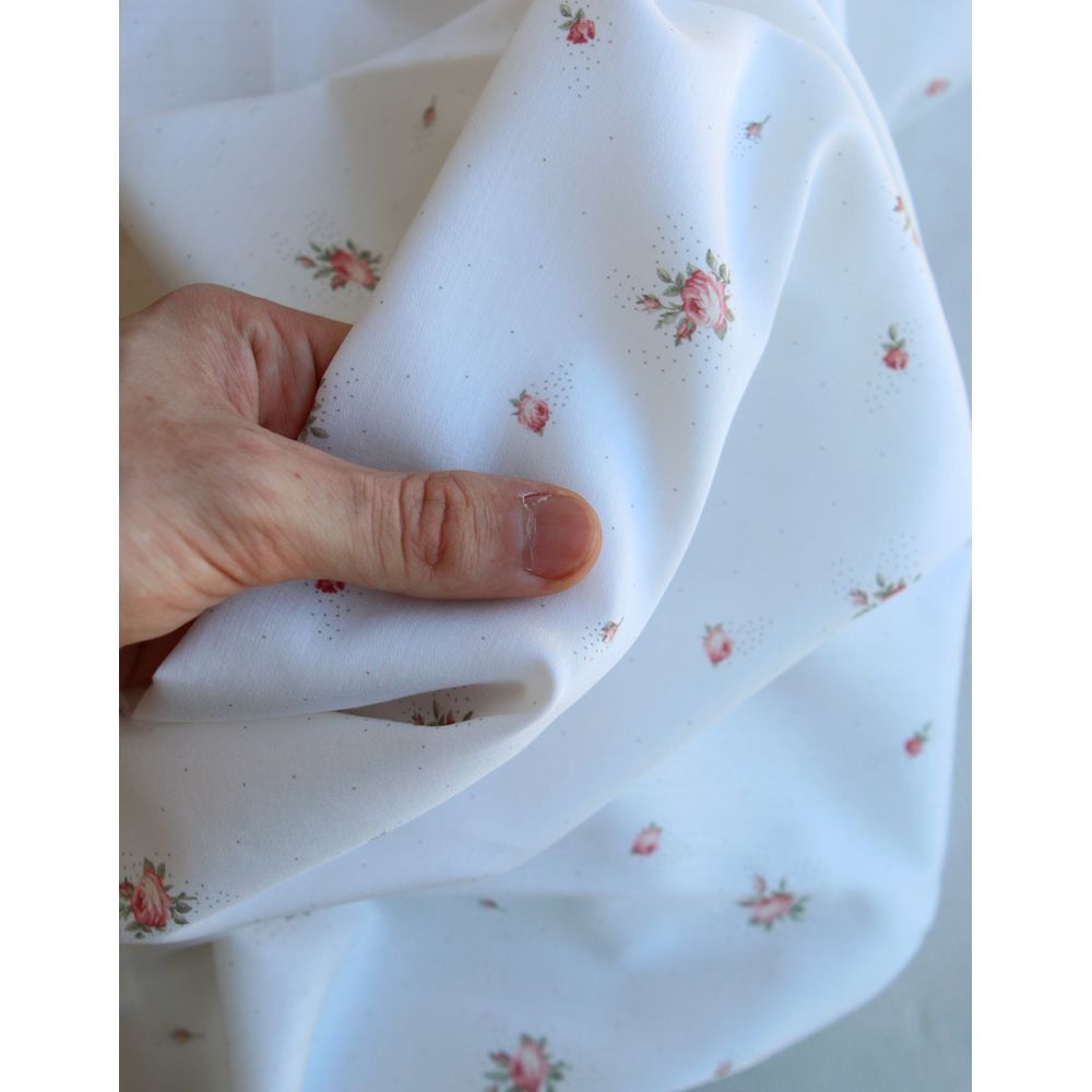 Christine - Batiste de coton douce à imprimé exclusif fleuri vert et rose