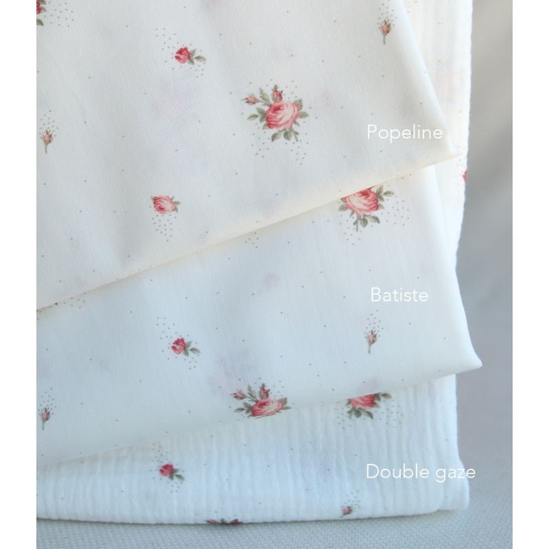 Christine - Batiste de coton douce à imprimé exclusif fleuri vert et rose