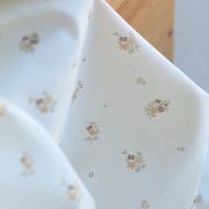 Laure - Popeline douce coton BIO organique fond blanc exclusif fleuri nature