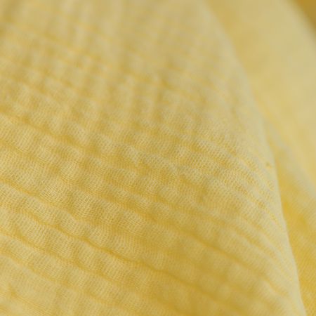 Double gaze de coton unie jaune lemon tendre Double gaze de coton unie jaune lemon tendre