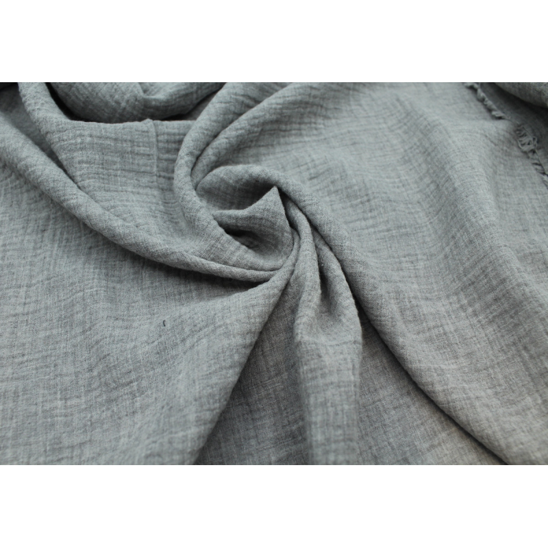 Double gaze de coton BIO chiné coloris GRIS Double gaze de coton BIO chiné coloris GRIS