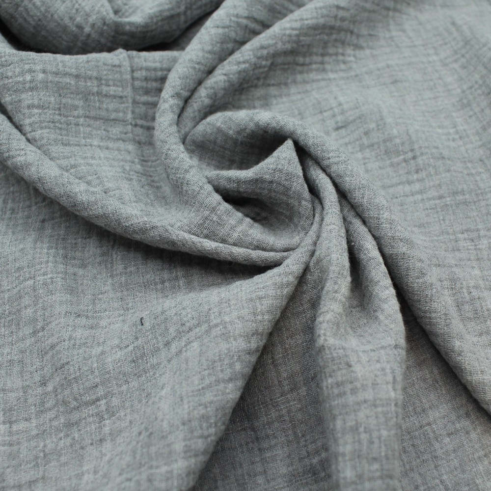 Double gaze de coton BIO chiné coloris GRIS Double gaze de coton BIO chiné coloris GRIS