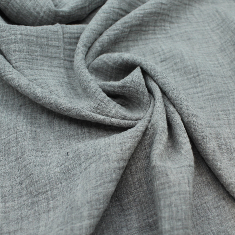Double gaze de coton BIO chiné coloris GRIS Double gaze de coton BIO chiné coloris GRIS