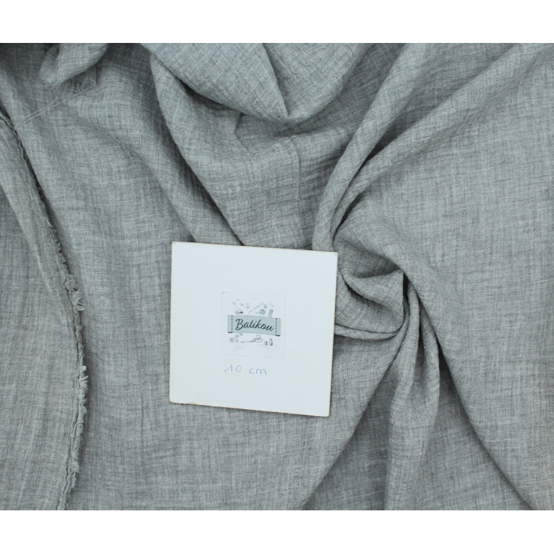 Double gaze de coton BIO chiné coloris GRIS Double gaze de coton BIO chiné coloris GRIS