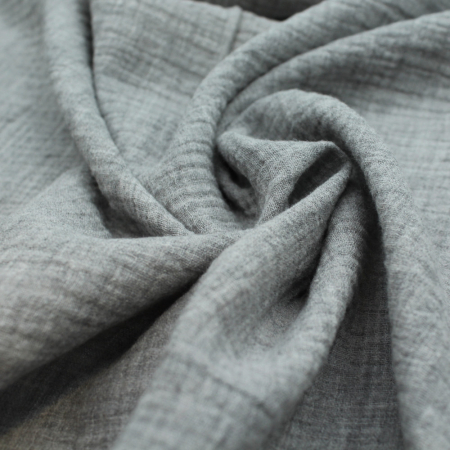 Double gaze de coton BIO chiné coloris GRIS Double gaze de coton BIO chiné coloris GRIS