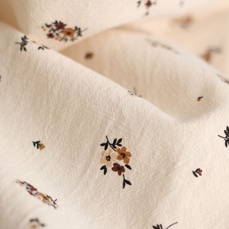 Laure - Coton lavé bio coloris vanille motif cuir Laure - Coton lavé bio coloris vanille motif cuir