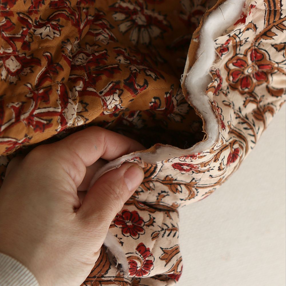 copy of Kamala - Tissu indien matelassé double face coton hand block teal largeur 100cm