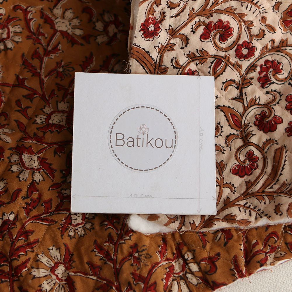 copy of Kamala - Tissu indien matelassé double face coton hand block teal largeur 100cm