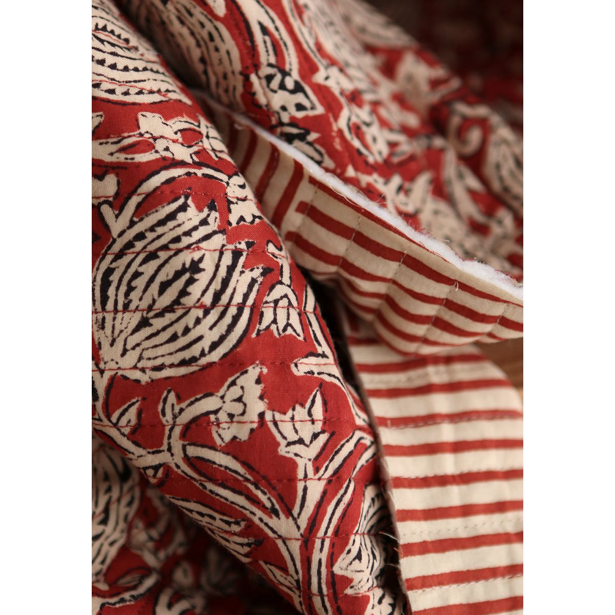 copy of Kajal - Tissu indien matelassé double face coton hand block teal largeur 100cm