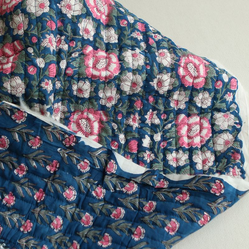 Neha - Tissu indien matelassé double face coton hand block largeur 100cm