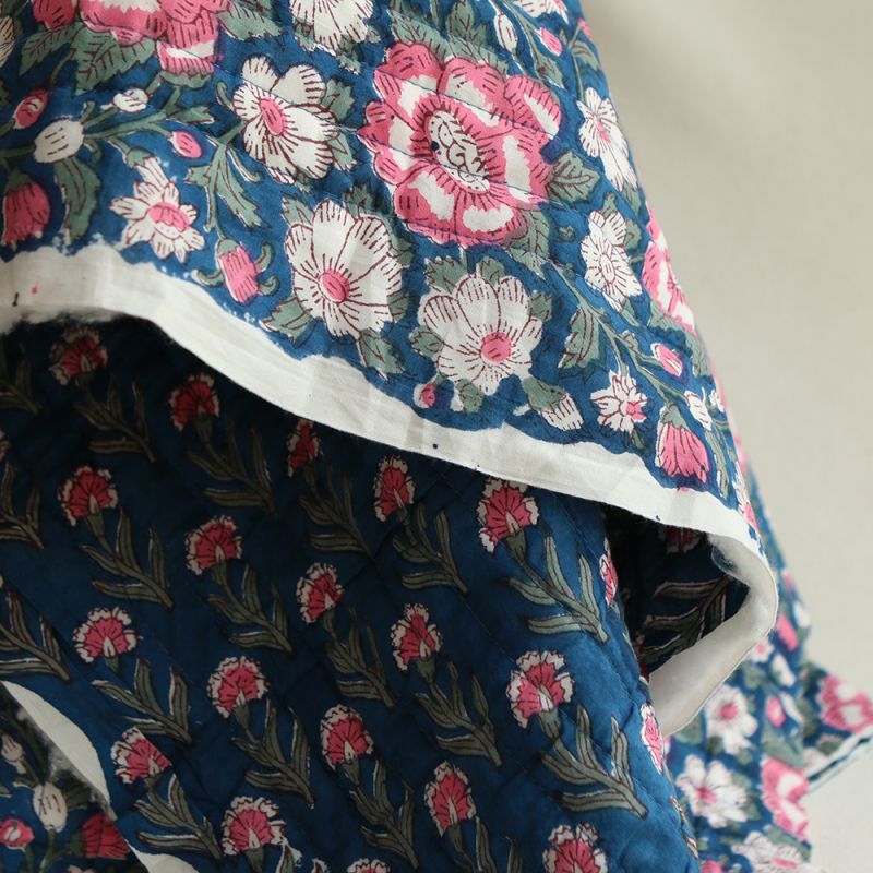 Neha - Tissu indien matelassé double face coton hand block largeur 100cm