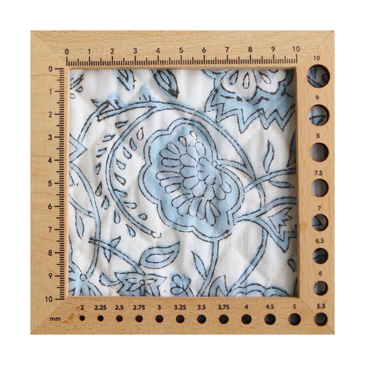 Amayra - Tissu indien matelassé double face coton hand block teal largeur 100cm