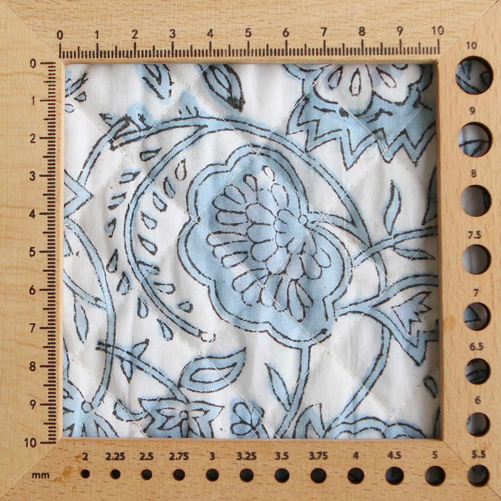 Amayra - Tissu indien matelassé double face coton hand block teal largeur 100cm