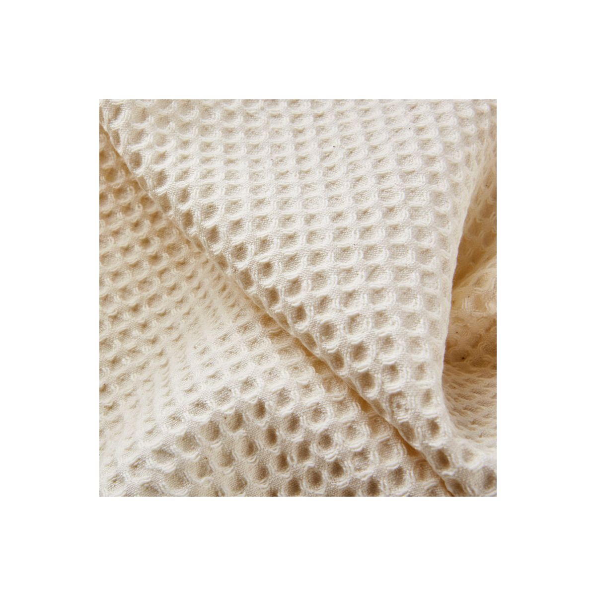 Tissu éponge nid d'abeille % coton Bio organique écru