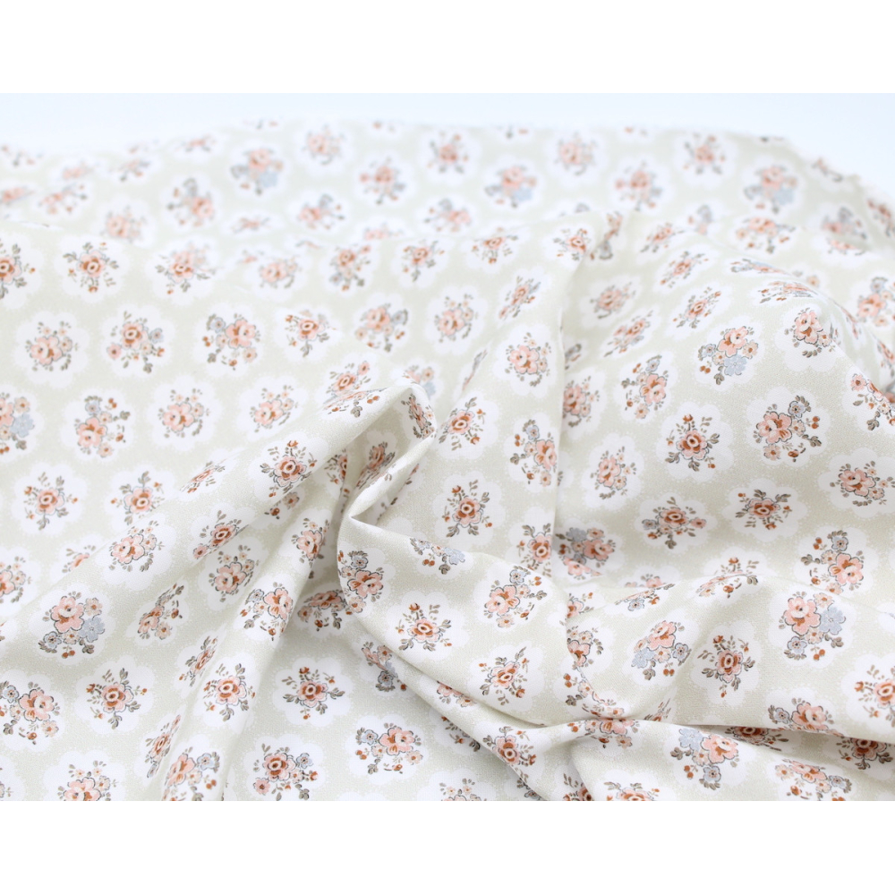 Popeline de coton BIO imprimé fleuri vert tendre Tissus issus de l'agriculture biologique  - 2