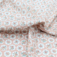 Popeline de coton BIO imprimé fleuri rose ancien