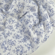 Meriem - Double gaze de coton BIO motif exclusif Bleu faïence Tissus issus de l'agriculture biologique  - 1