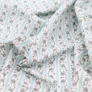 Popeline de coton BIO imprimé fleuri nuances de bleu