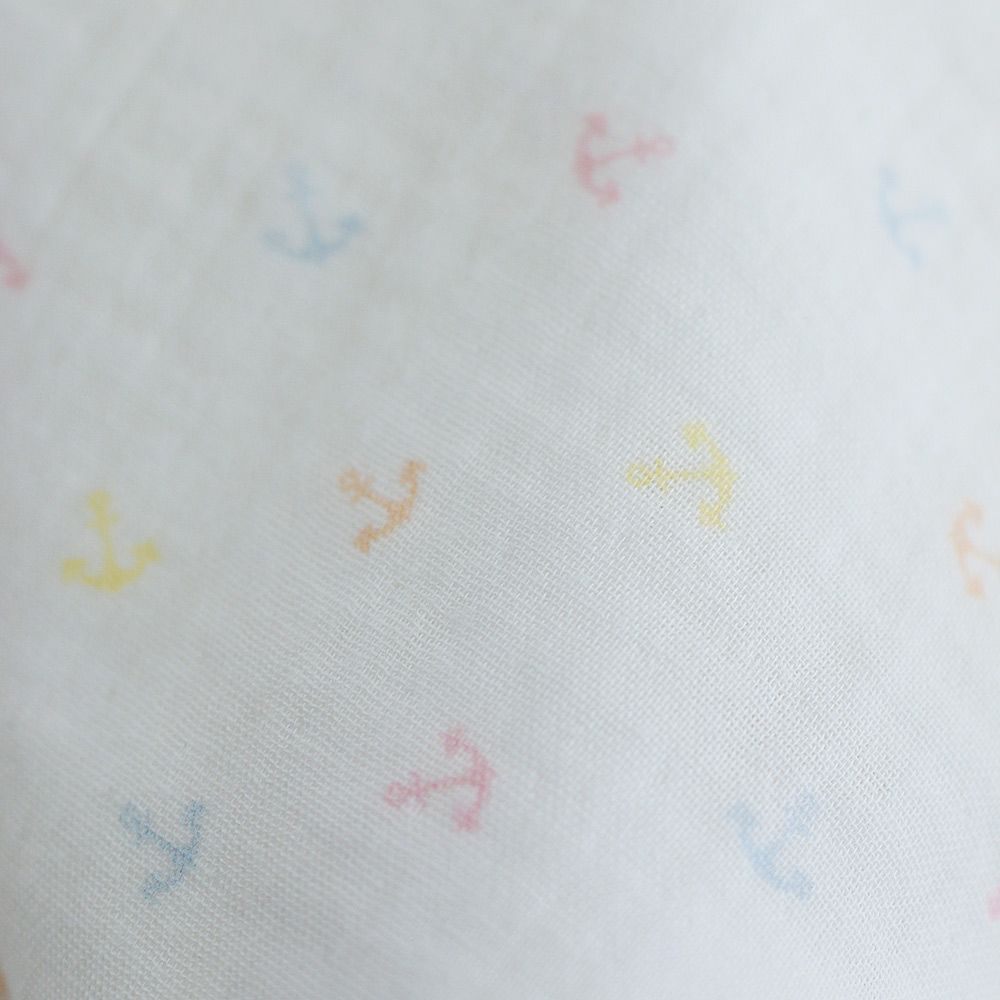 copy of Clémence - Double gaze de coton BIO blanc motif fleuri bleu