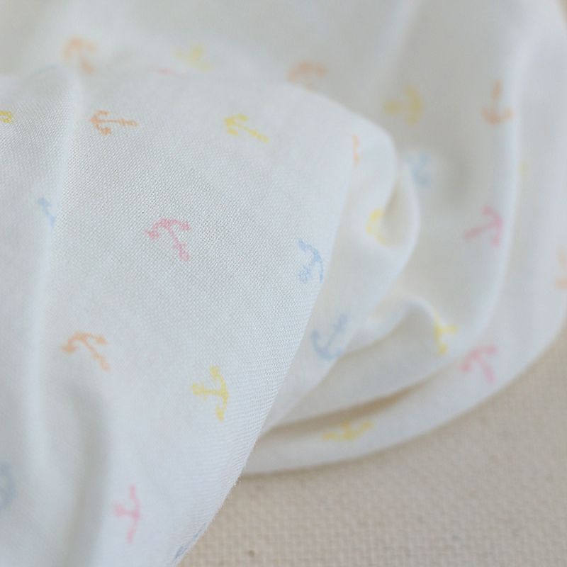 copy of Clémence - Double gaze de coton BIO blanc motif fleuri bleu