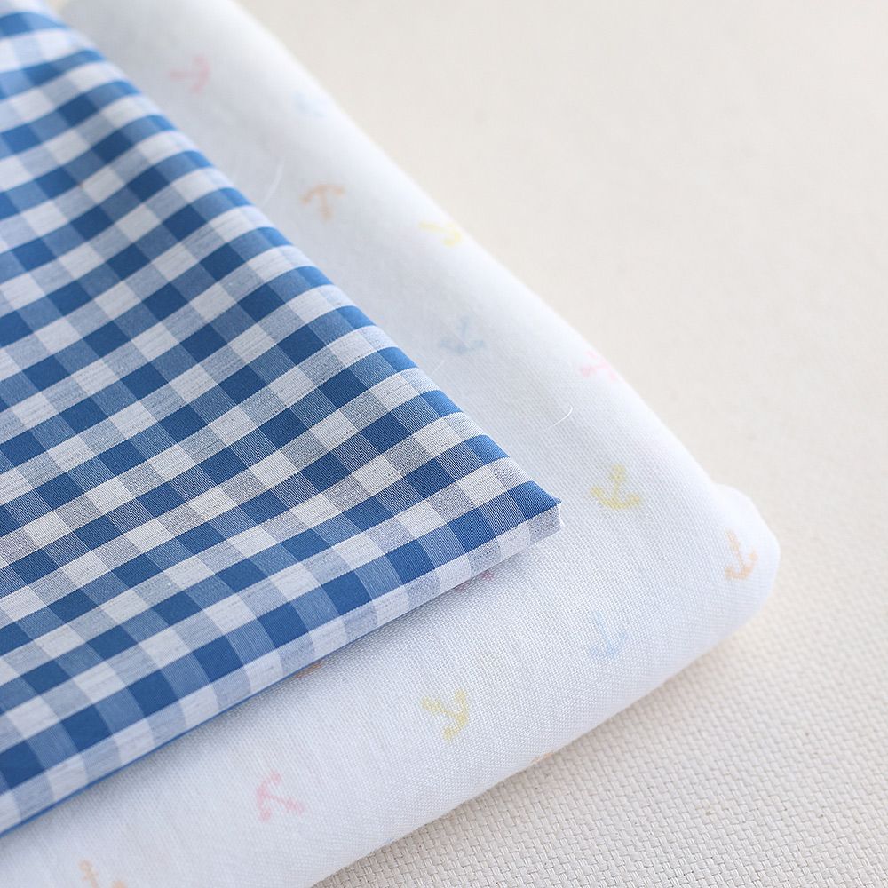 copy of Clémence - Double gaze de coton BIO blanc motif fleuri bleu