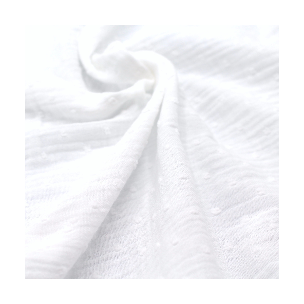 Double gaze de coton BIO unie blanc plumetis