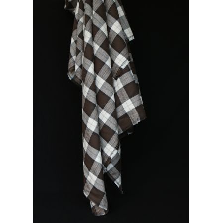 Chester - Coton gratté organique tissage quadrillage marron