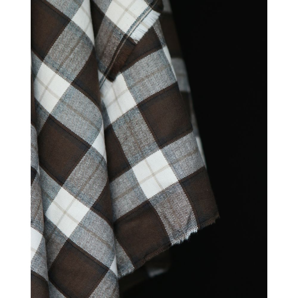 Chester - Coton gratté organique tissage quadrillage marron