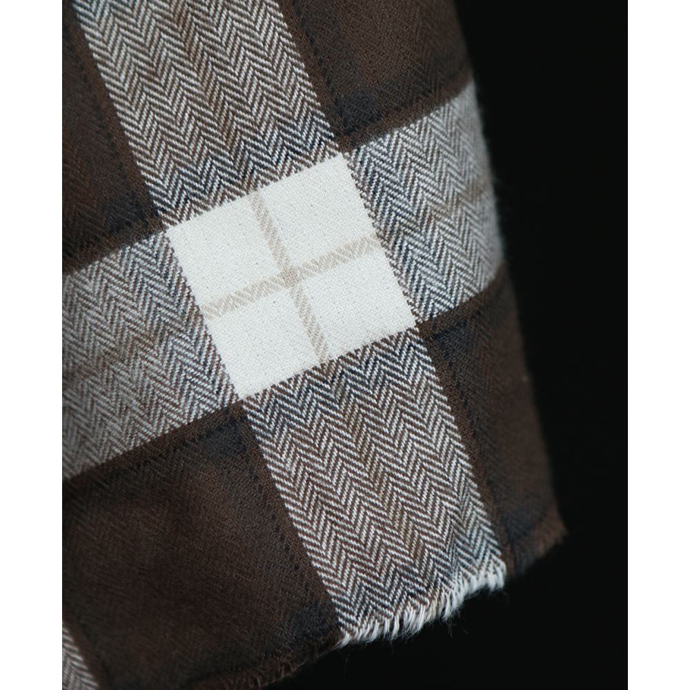 Chester - Coton gratté organique tissage quadrillage marron