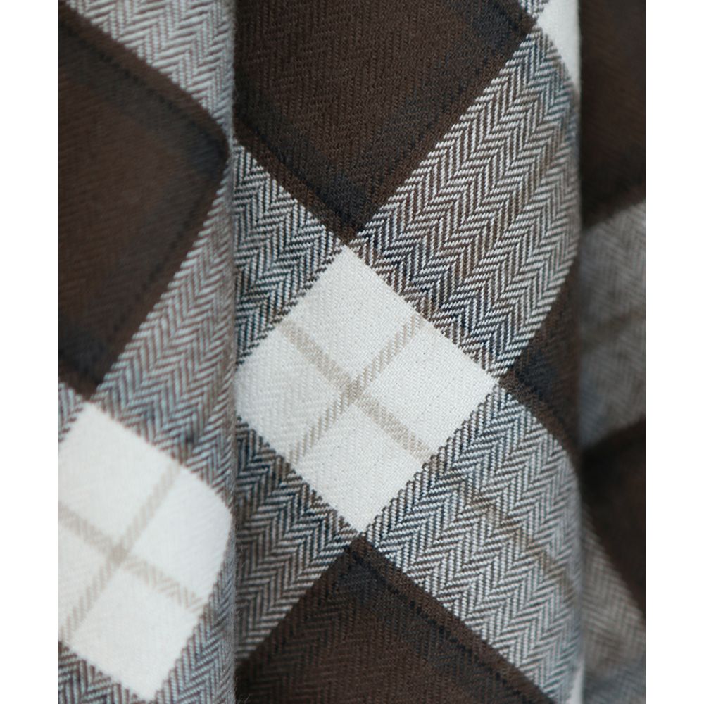 Chester - Coton gratté organique tissage quadrillage marron