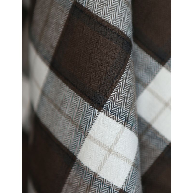 Chester - Coton gratté organique tissage quadrillage marron