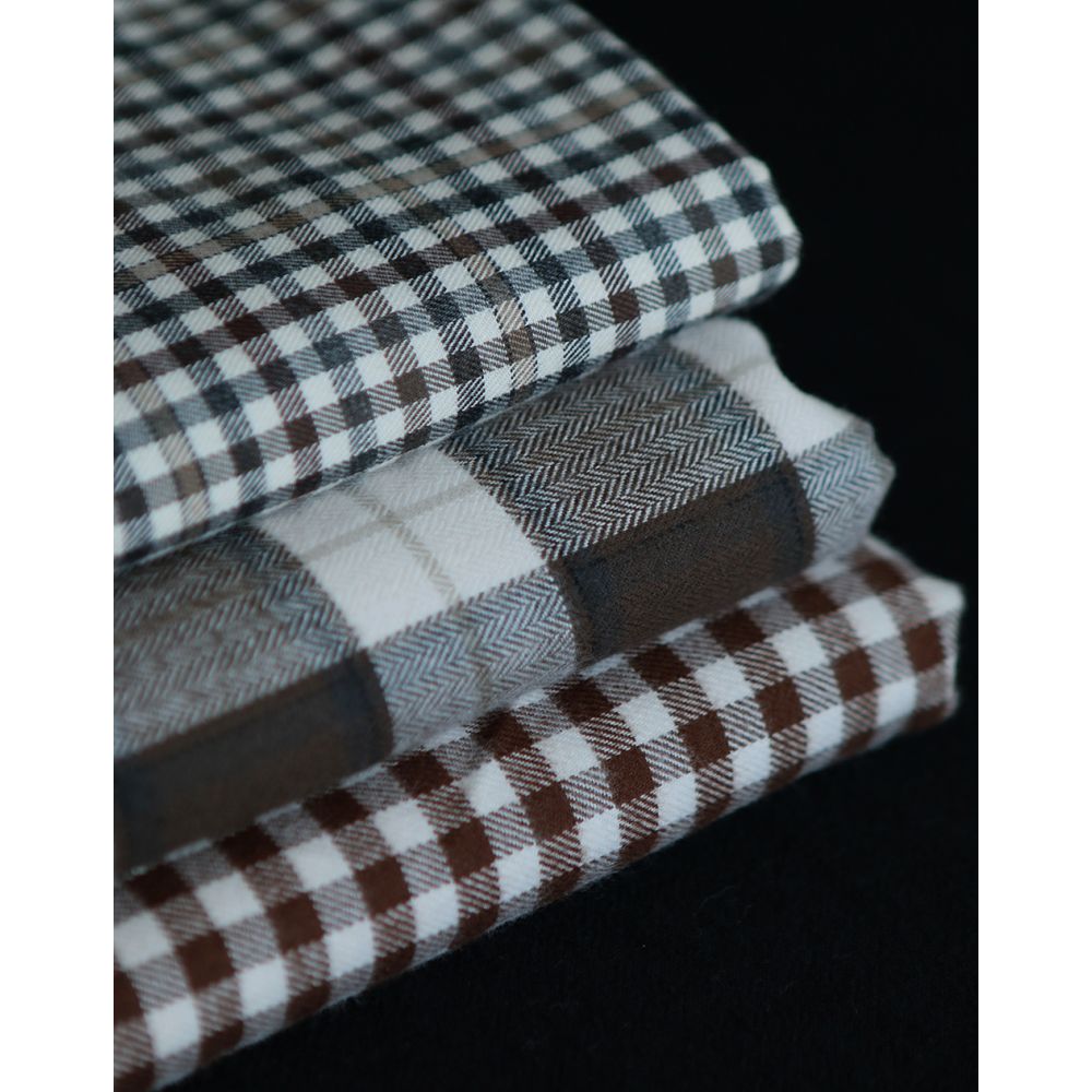 Chester - Coton gratté organique tissage quadrillage marron