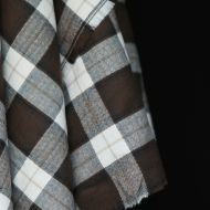 Chester - Coton gratté organique tissage quadrillage marron