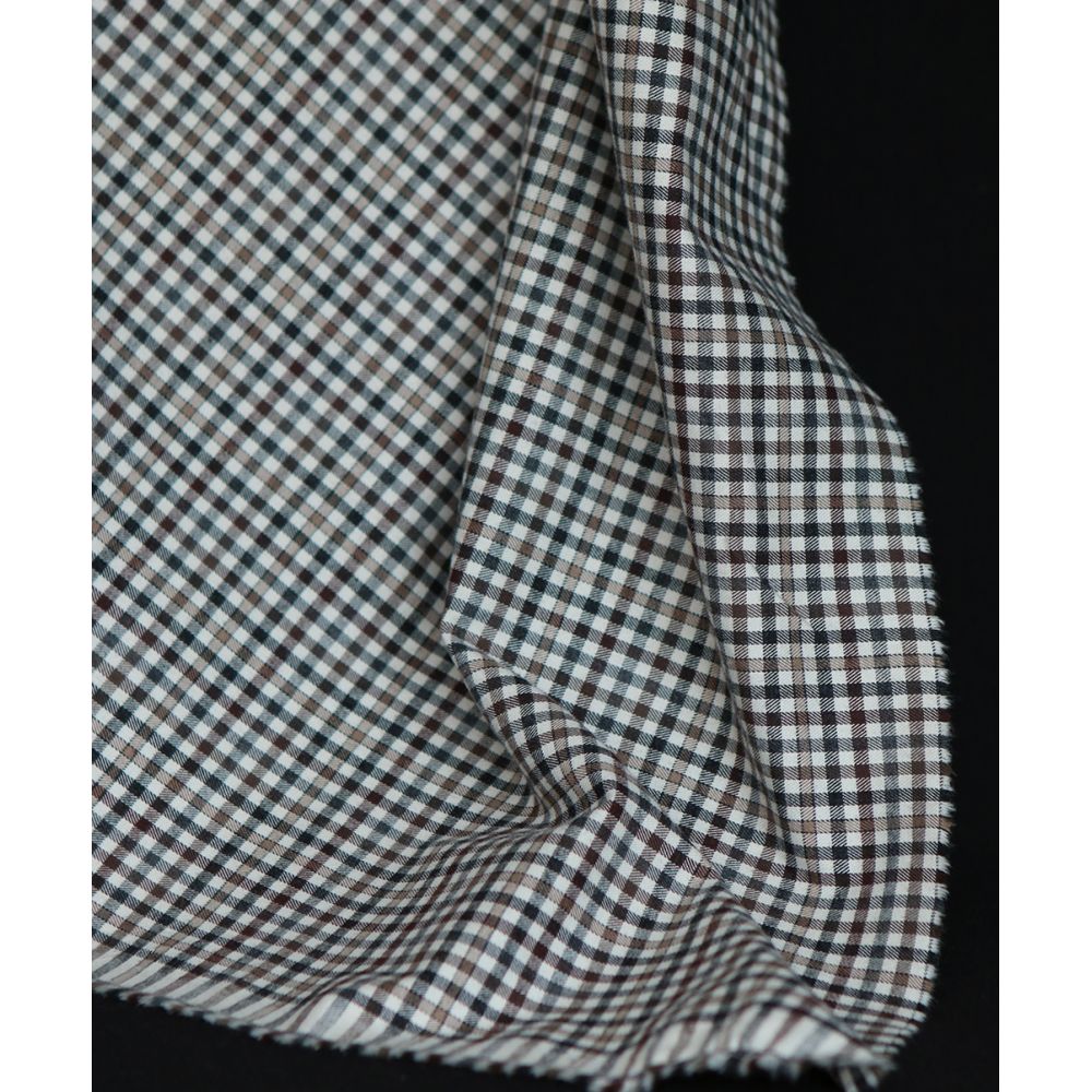 Douglas - Coton gratté organique vichy écru beige et marron