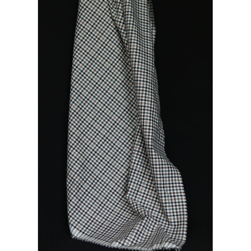 Douglas - Coton gratté organique vichy écru beige et marron