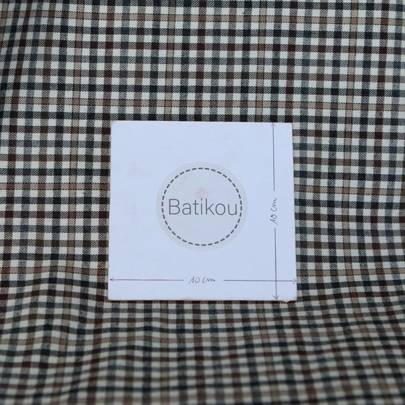 Douglas - Coton gratté organique vichy écru beige et marron