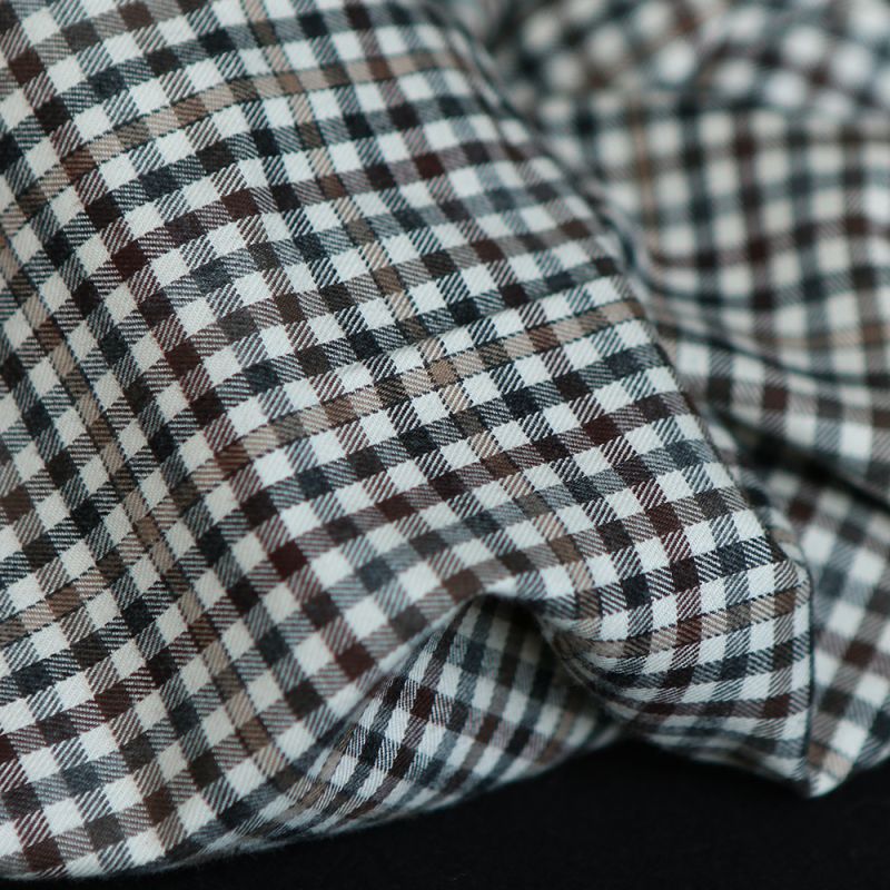 Douglas - Coton gratté organique vichy écru beige et marron