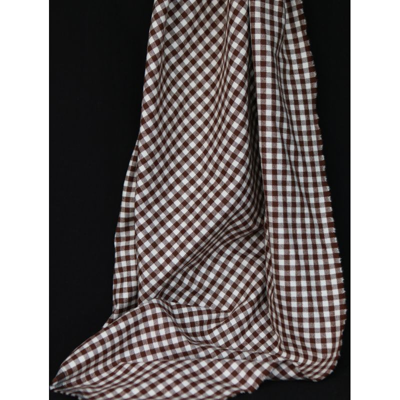 Gary - Coton gratté organique tissage vichy marron