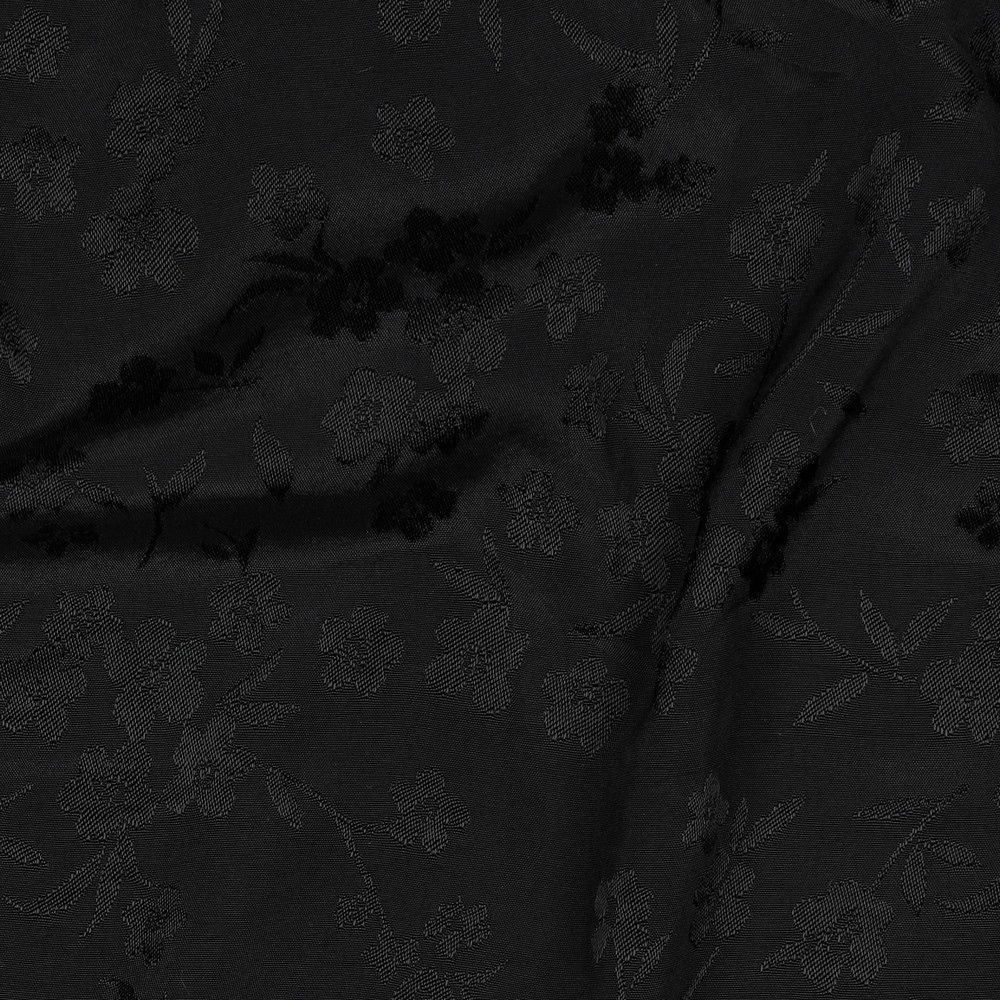 Jasmine - Viscose tissage jacquard fleuri noir
