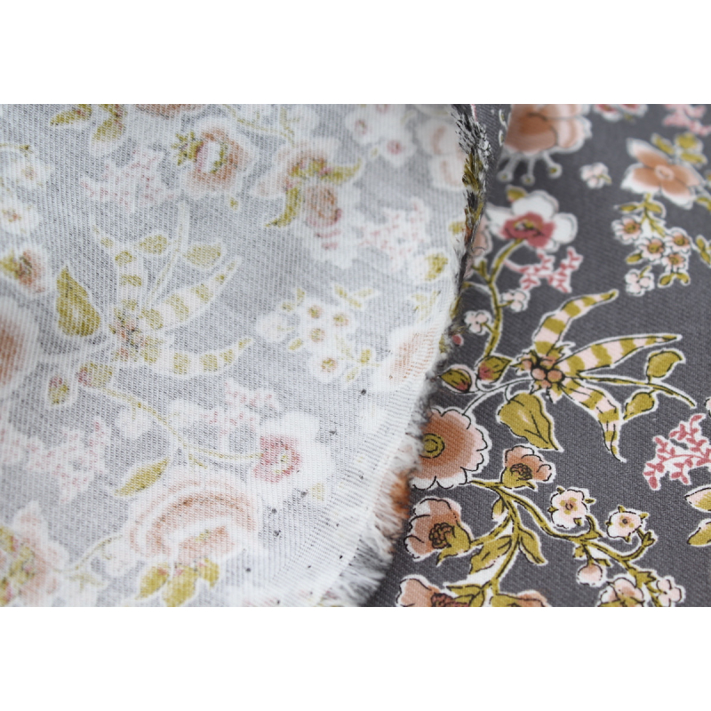 Tissu twill de coton organique imprimé fleuri