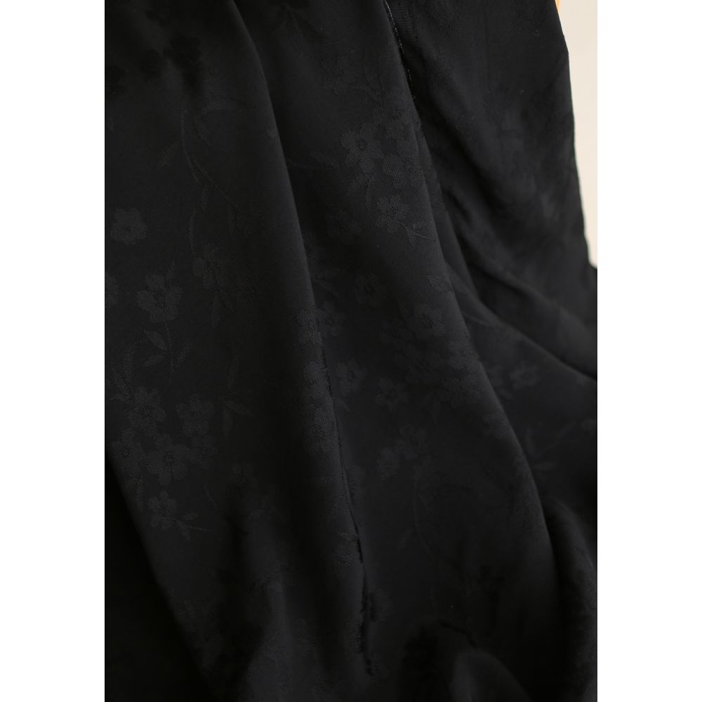 Jasmine - Viscose tissage jacquard fleuri noir