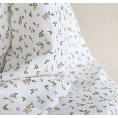 copy of ROZEN - Double gaze de coton BIO blanc motif exclusif bleu cobalt copy of ROZEN - Double gaze de coton BIO blanc motif exclusif bleu cobalt