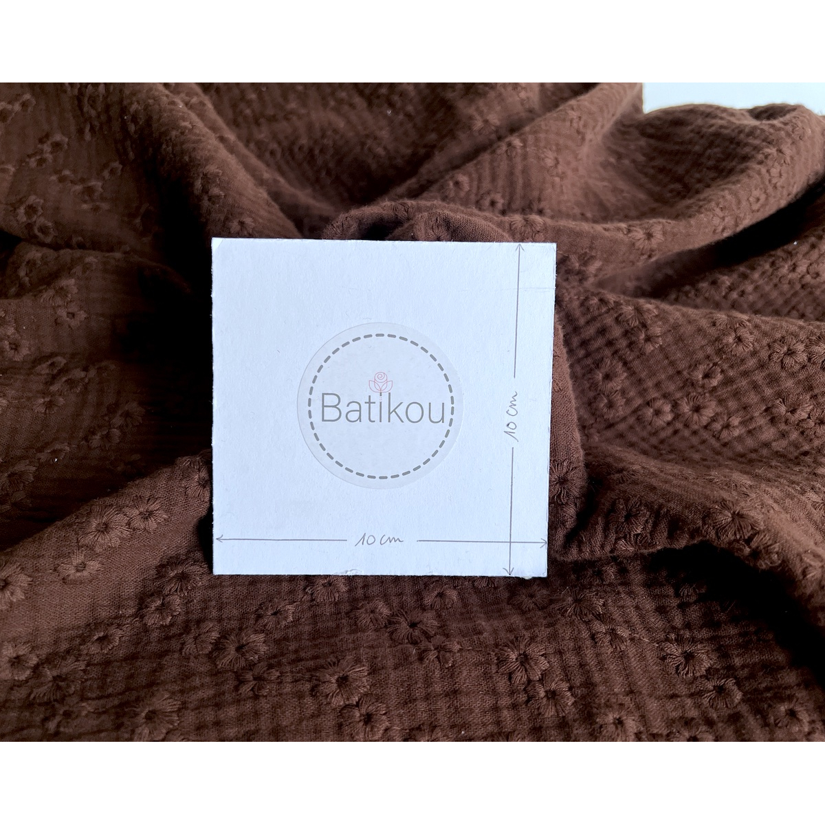 Double gaze de coton Esmée brodée coloris cacao Qualité Oeko-tex - 3