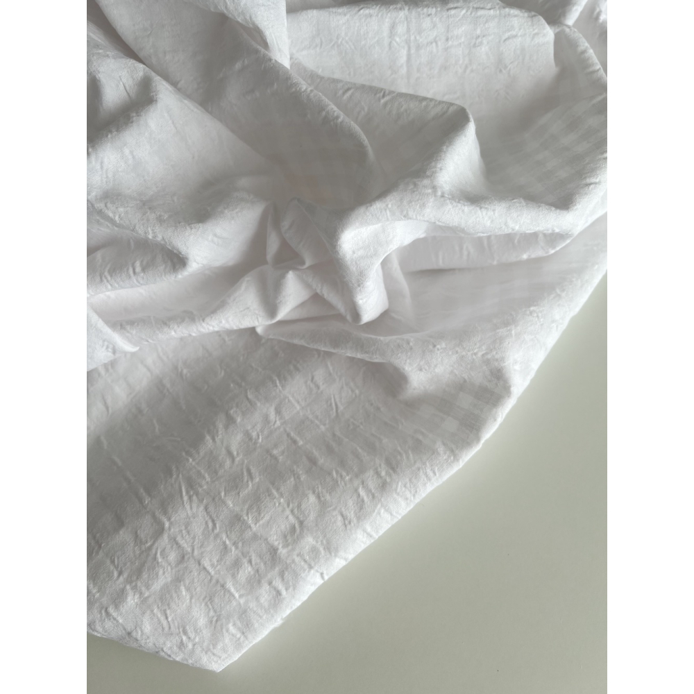 Seersucker / Coton gaufré vichy 6mm blanc / blanc Batikou - 7 Seersucker / Coton gaufré vichy 6mm blanc / blanc Batikou - 7