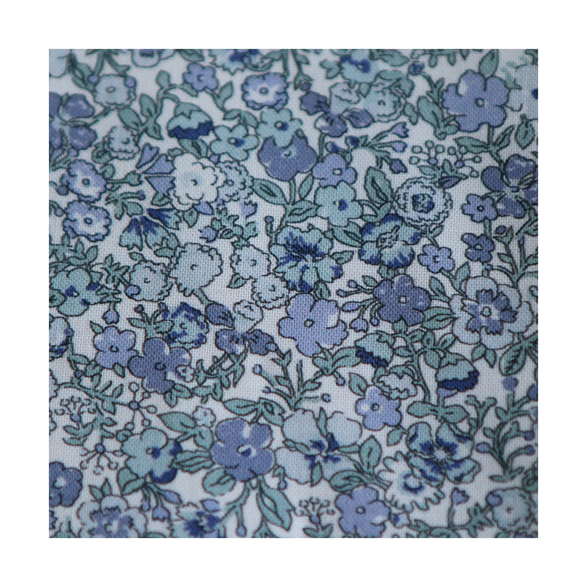 Opheline - Popeline douce coton organique fleuri bleu Opheline - Popeline douce coton organique fleuri bleu