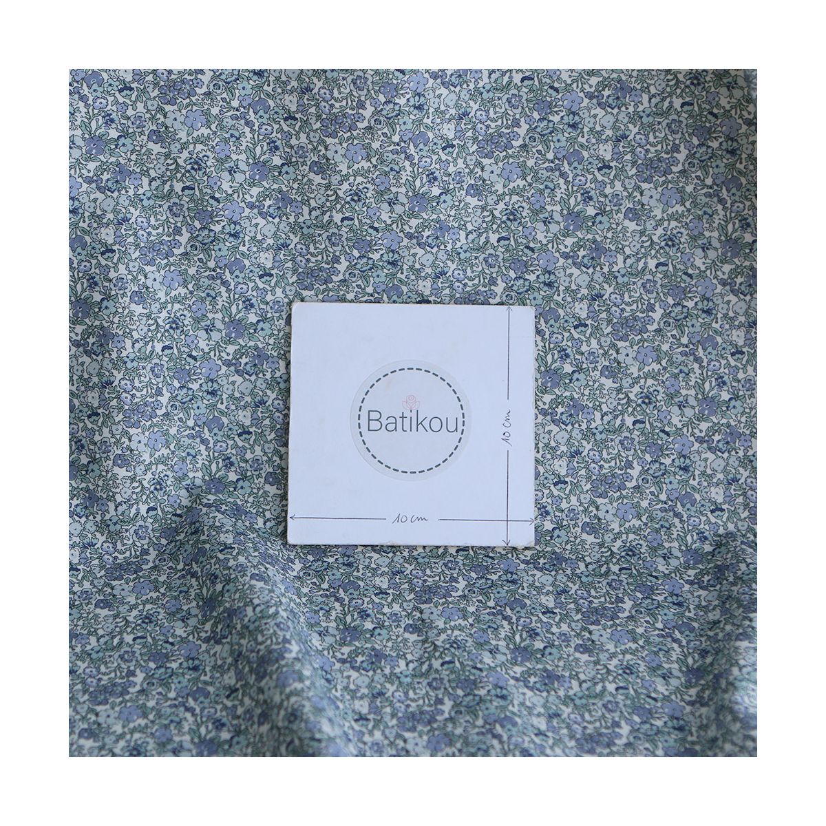 Opheline - Popeline douce coton organique fleuri bleu Opheline - Popeline douce coton organique fleuri bleu